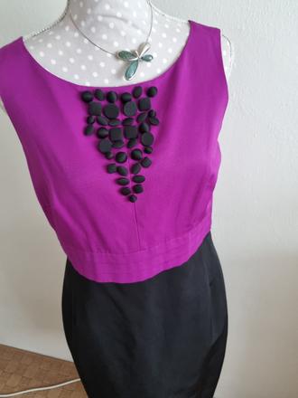 Cyklámenovo-čierne púzdrové šaty m&s veľ.40, marks & spencer,40