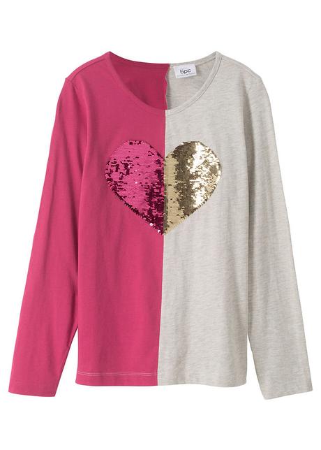 Tričko s flitrovaným srdiečkom, bonprix,176