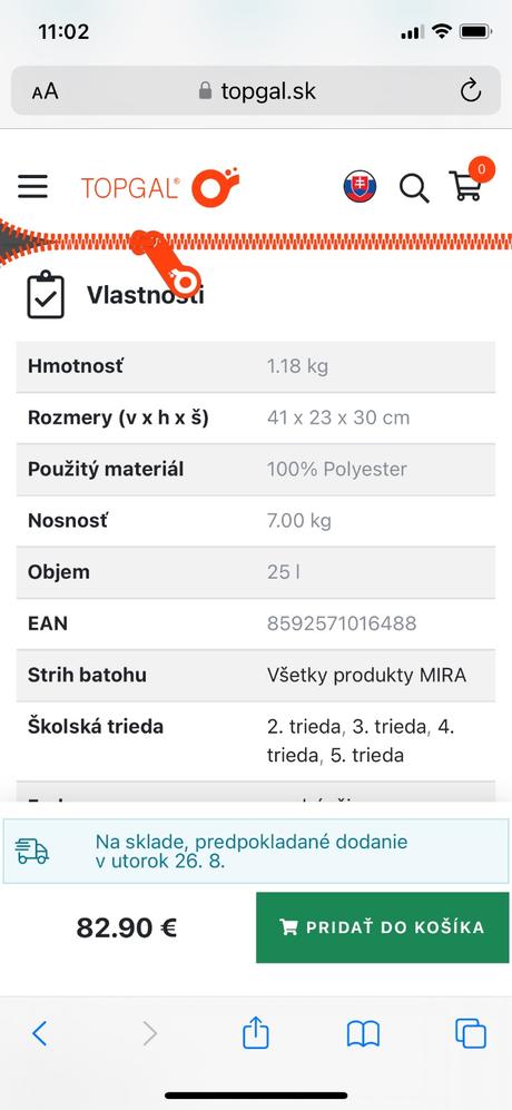 Školská taška topgal, 