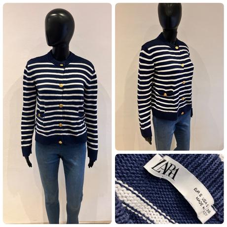 Dámsky pásikavý sveter s gombíkmi (s), zara,s