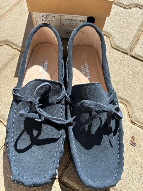 Tmavomodré semišové mokasíny 38 american club, 38