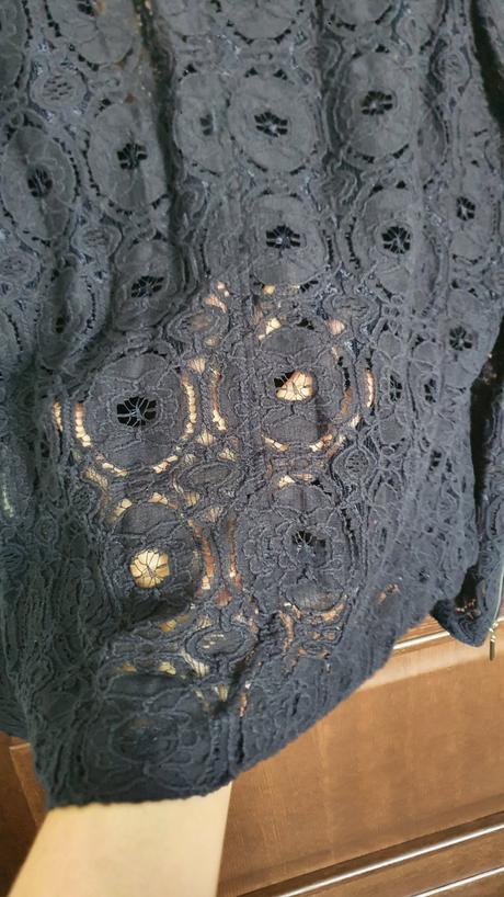 Tmavomodrý čipkovaný blejzer/bunda, 44