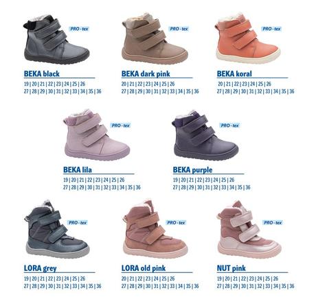 Protetika barefoot topánky katalóg zima 2025, protetika,19 - 36