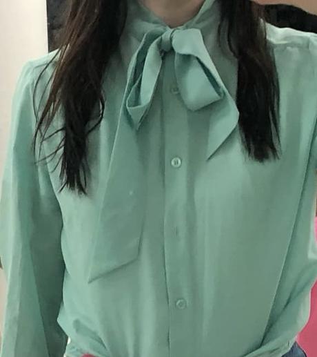 Zelená blúzka s mašľou, s/m, s