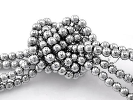 Hematit korálky strieborné 4 mm,