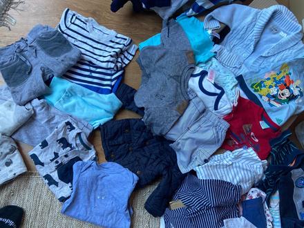 3krabice detskeho oblecenia + taska na kocik, 68–80