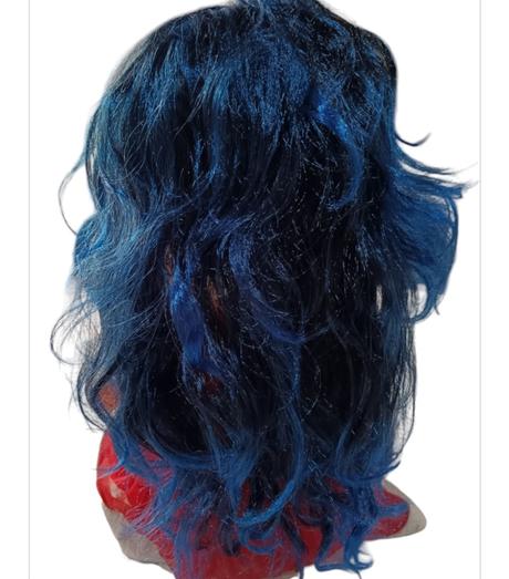 Tmavomodrá parochňa - vlnité dlhé vlasy,