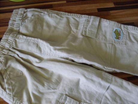 Ľanové,kapsáčové,letné nohavice s lietadlom, tesco,80