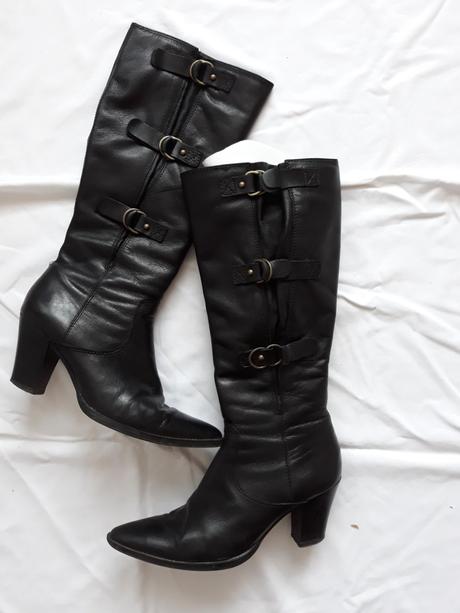 Čierne kožené čižmy, deichmann,37