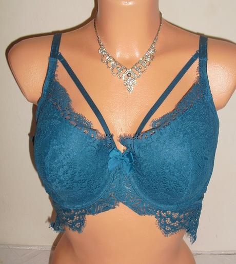 Luxusna podprsenka tyrkysova krajkovana, 85b