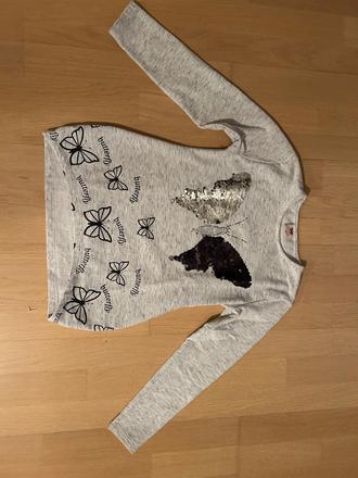 Bavlnené premieňacie tričko s flitrami motýľ, 128