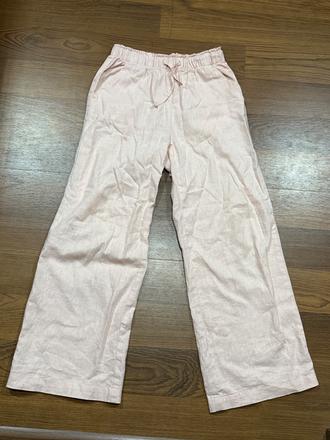 Ružové ľanové nohavice, h&m,140
