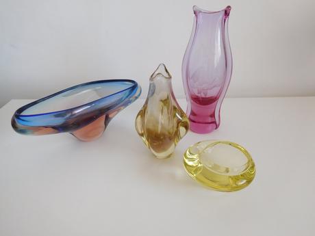 Hútne sklo -váza+popolník,