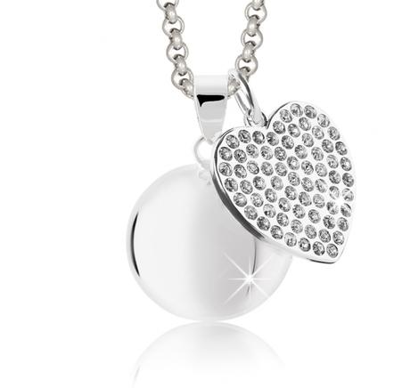 Anjelsky zvonček mamijux srdce s bielymi krišt., 