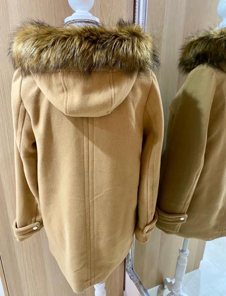 Kabát s prímesou vlny a eko kožušinkou, h&m,xs