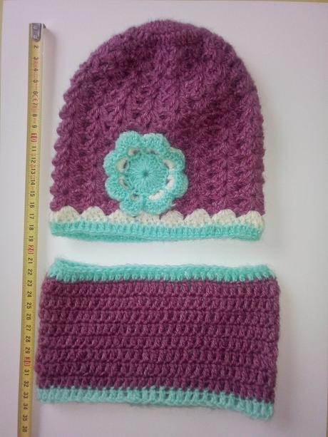 Háčkovaná čiapka s nákrčníkom, 92 / 98