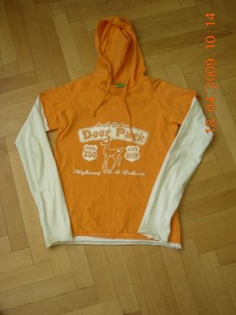 Oranžové tričko s kapucňou yes kids, 146