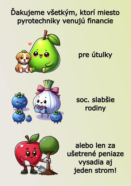 Ďakujem všetkým, ktorí namiesto pyrotechniky pomáhajú financiami