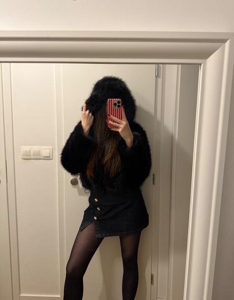 Kožušinova bunda s kapucňou zara, zara,m