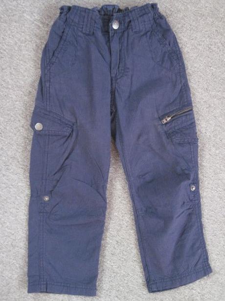 Tmavomodré tenké roll-up nohavice, h&m,104