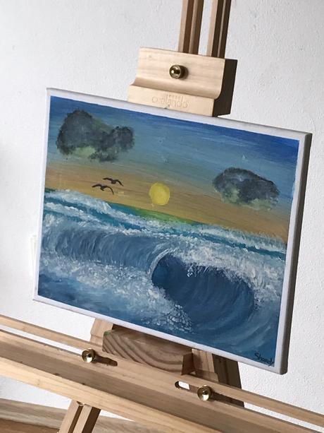 Ručne maľovaný obraz morská vlna,