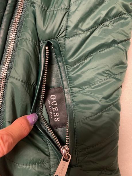 Obojstranná zelená bunda s kožušinou guess jeans, guess,l / m