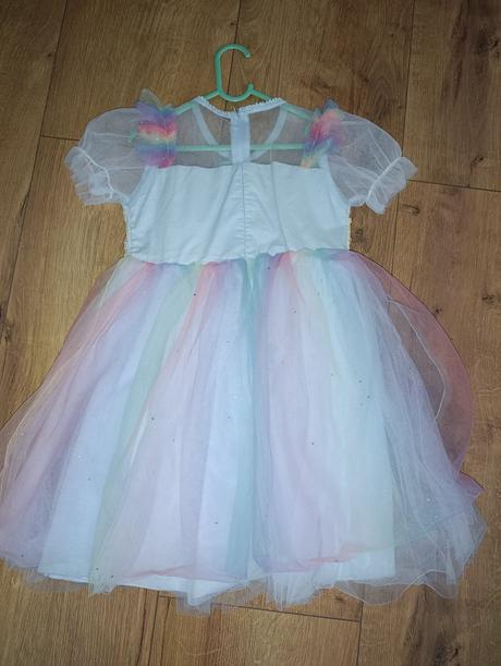 Modre tylove saty 128/134, 128