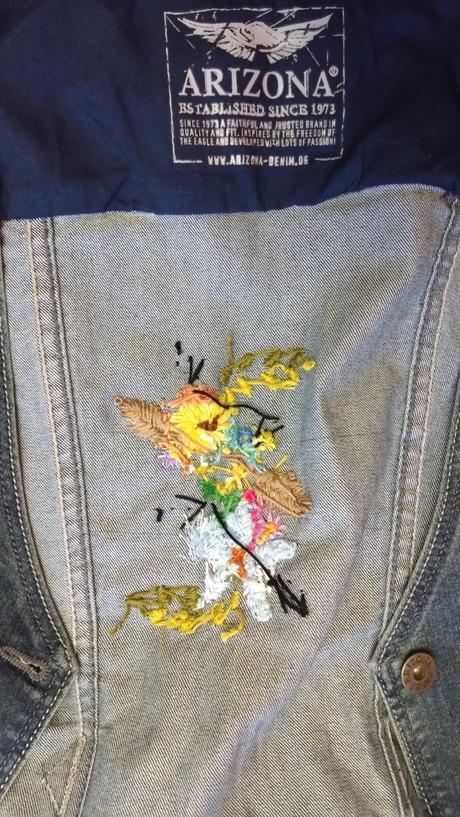 Vyšívaná riflová vesta, s