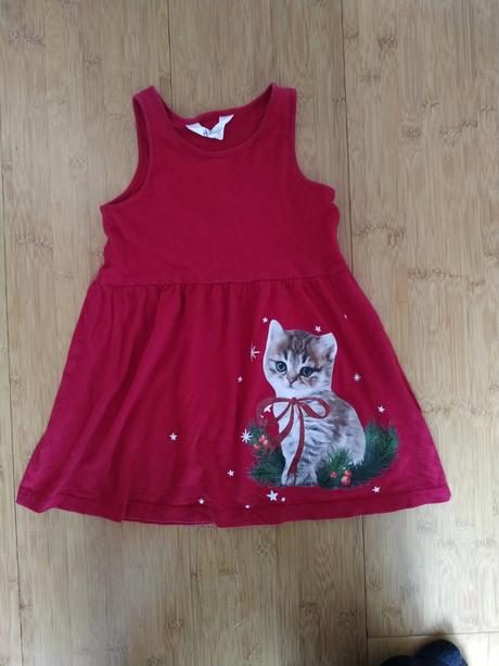 Červené šaty s mačičkou h&m, v. 92, h&m,92