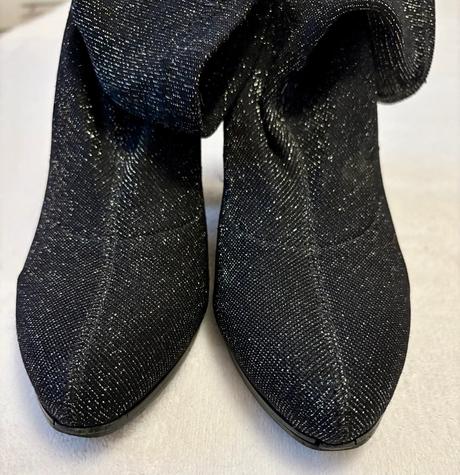 Dámske trblietavé členkové čižmy na hrubom podpätk, 36