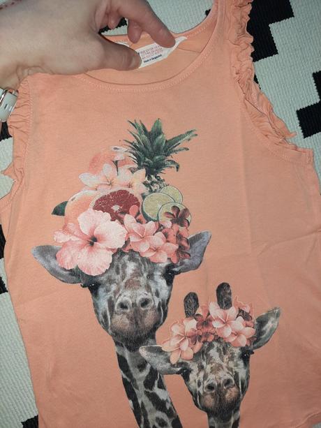 Nádherné letné tenké tričko hm žirafy 6-8r., h&m,128