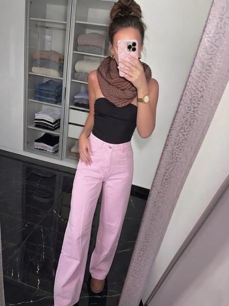 Baby pink jeansy, xs