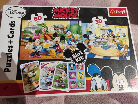 2x puzzle + karty čierny peter 3v1, 