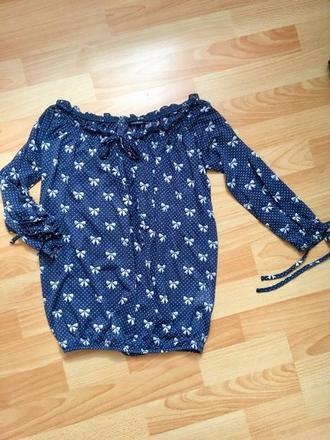 Modrá blúzka s mašličkami, pošta zdarma, m / s