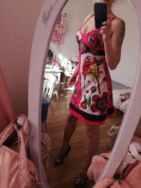 Pestré šaty potlač vtáky, h&m,s