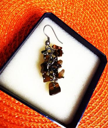 Visiace náušnice tigrie oko, 