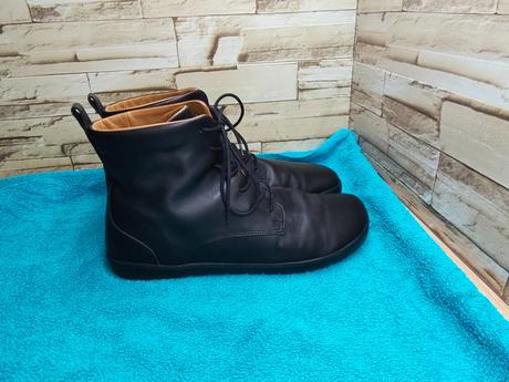 Zaqq 43 - kožené čierne kotníkové barefoot topánky, 43