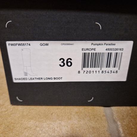 Kožené vysoké čižmy shaded pumpkin, tommy hilfiger,36