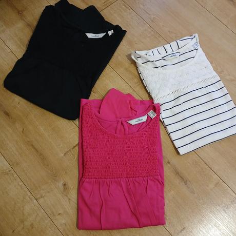 3x tričká s volánovým rukávom, tchibo,46