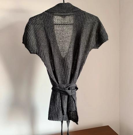 Šedý kratší svetr na zavazování/ kardigan, h&m,xs