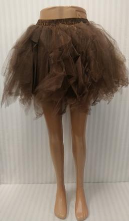 Dámska zlato hnedá asymetrická tylová sukňa, xs- m, s