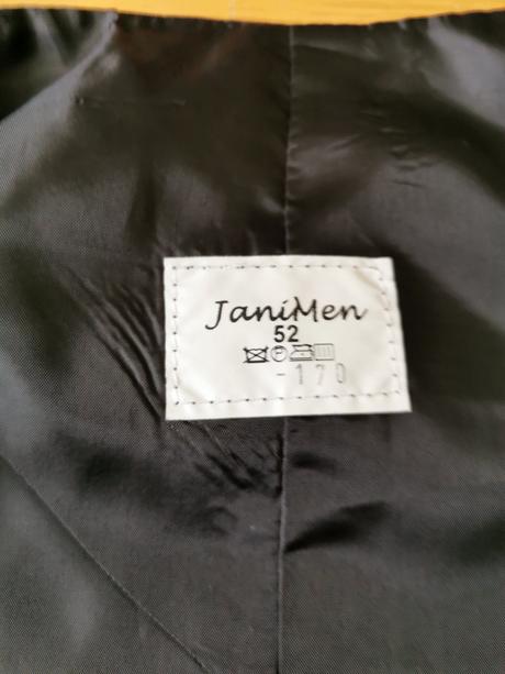 Čierny pásikavy pánsky oblek s vestičkou, 52/170, xl