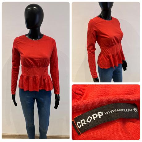 Dámske tričko s volánom cropp (xs), xs