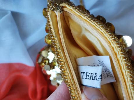 Zlatá flitrová mini kabelka, terranova