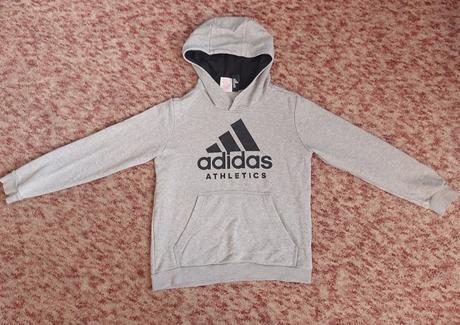 Chlapčenská sivá mikina s kapucňou adidas, adidas,140