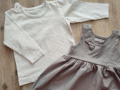 Bodkované tričko a šaty, 74