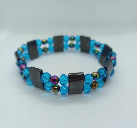 Náramok krištáľ,hematit na väčšiu ruku 20-21cm, 