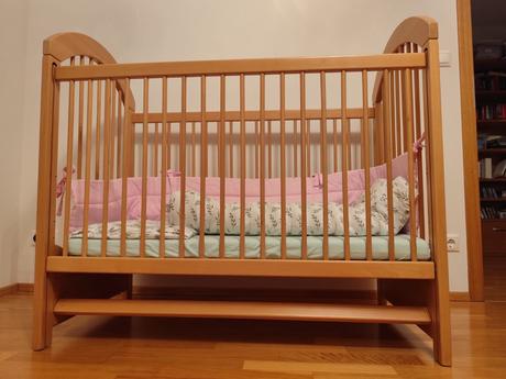 Detská postieľka z masívu, šírka (cm): 60,dĺžka (cm): 120