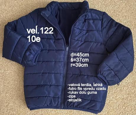 Chlapčenská vetrovka prechodná veĺ.122, 122