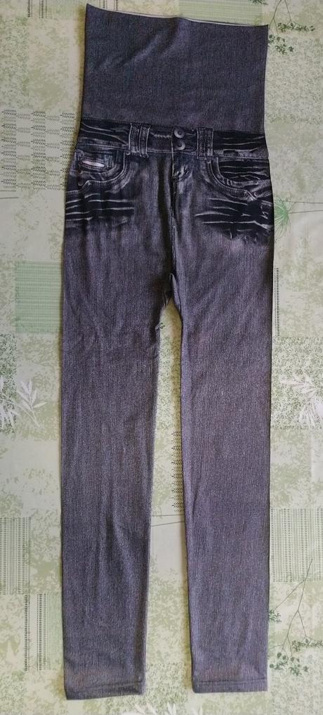 Dámske sivé slim jeggingsy, vysoký pás, s/m, m